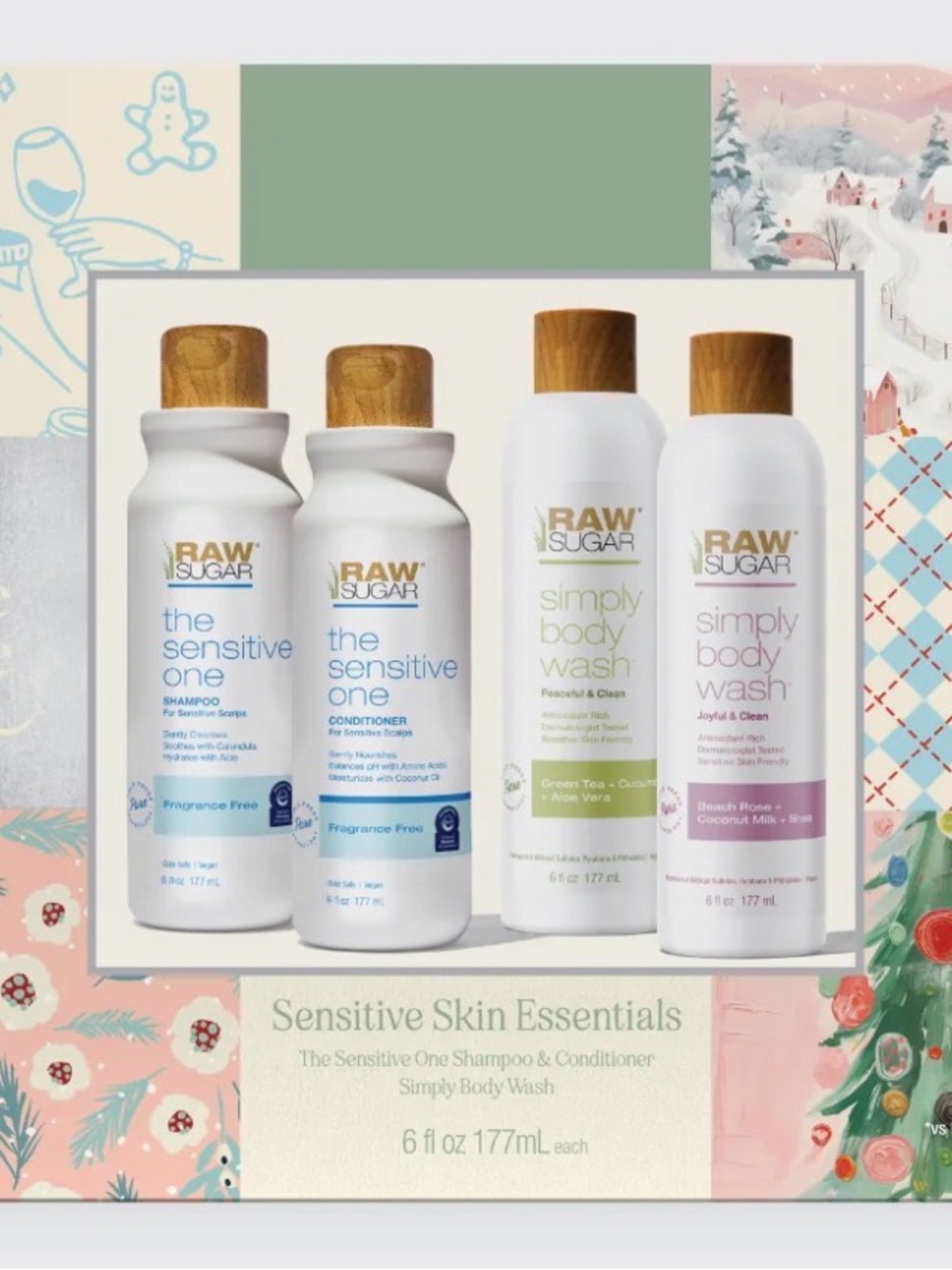 Raw Sugar Sensitive One Shampoo & Conditioner + Simply Body Wash Set - White